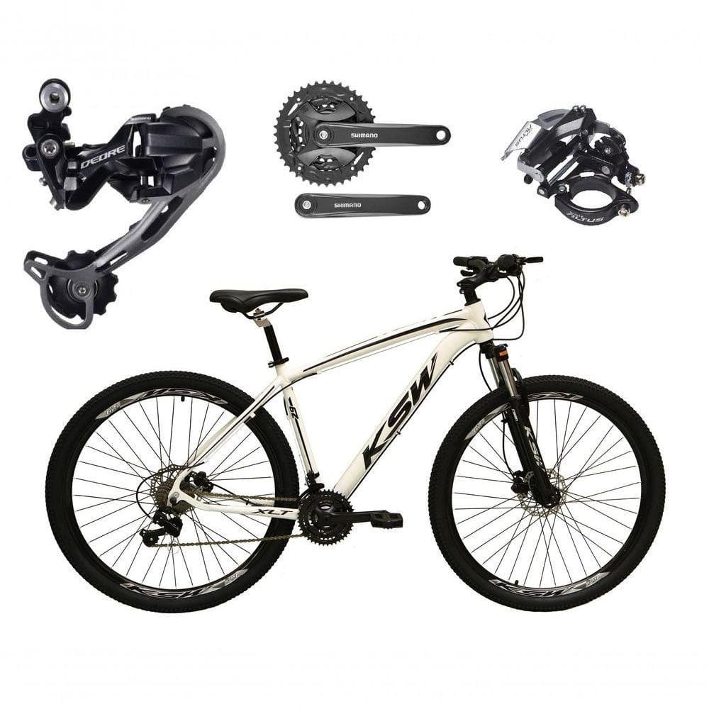 Bicicleta Aro 29 Ksw Xlt Shimano Deore E Altus 27v Freio Hidráulico Garfo Trava - Branco Tam.17