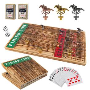 Jogo de tabuleiro de corrida de cavalos Wahartoly Large com 11 cavalos de metal
