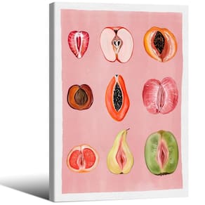 Pôster de arte de parede rosa frutado fatiado vintage 40x60cm emoldurado