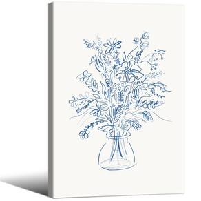 Pôster de arte de parede Medpol Vintage Flower Market Blue Line 40x60cm