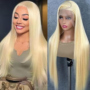 Peruca frontal de renda para cabelo humano loiro de 24 polegadas 613