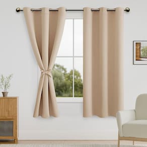 Cortinas Blackout DWCN Beige 107 x 160 cm com gravatas, conjunto de 2