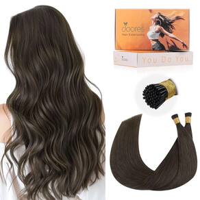 Extensões de cabelo DOORES Itips Mocha Brown 14 polegadas 100g