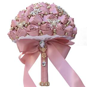 Buquê de casamento nupcial Mhojpik, flor de rosa artificial