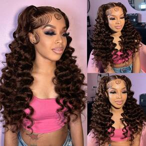 Peruca ELFSECRET Loose Deep Wave 13x4 HD Lace Front 180% de densidade