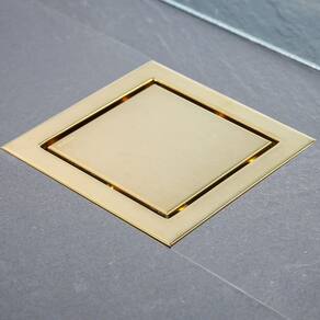 Dreno de chuveiro RANDOM Brushed Gold 15cm SUS304 em aço inoxidável