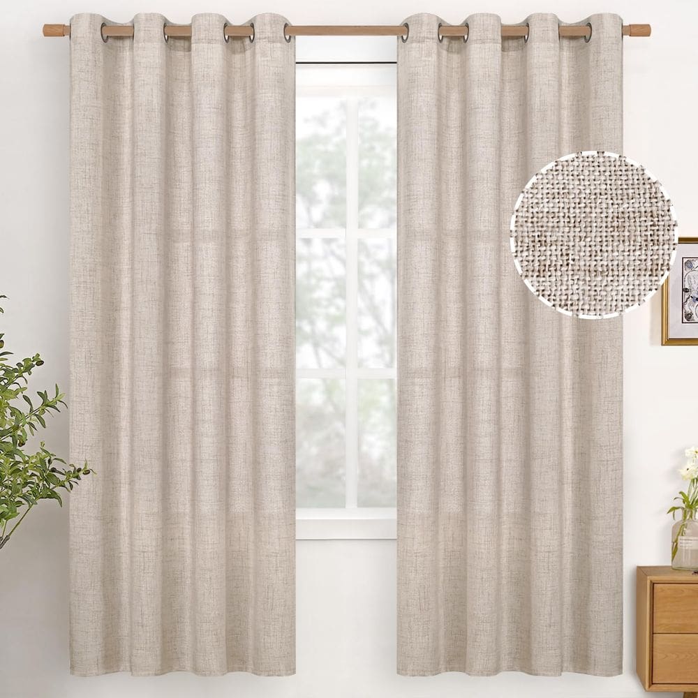 Cortinas YoungStex Natural Linen 183 cm de comprimento 2 painéis 132x183cm