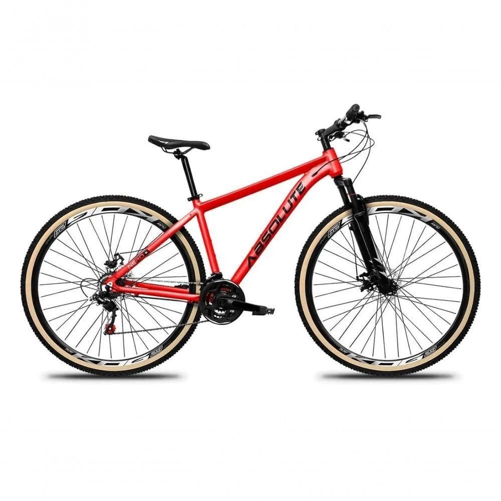 Bicicleta Aro 29 Absolute Nero 5 24v Freio A Disco Suspensão Mountain Bike Alumínio Pneu Faixa - Vermelho Tam.21