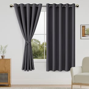 Cortinas Blackout DWCN Dark Grey 150x160cm com gravatas, conjunto de 2