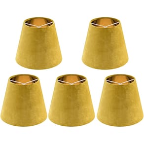 Conjunto de 5 abajures de candelabro de veludo amarelo arenoso