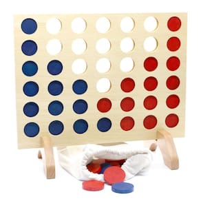 Jogo de tabuleiro BSIRI Wooden Connect a Row in 4 para crianças e adultos