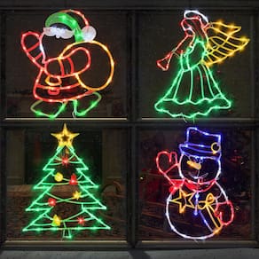 Luzes de silhueta de janela de Natal TRWYMZ 16", pacote com 4