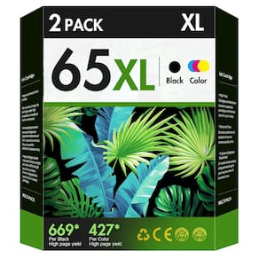 Pacote combinado de cartuchos de tinta VOREDO 65XL 65 preto/colorido, pacote com 2