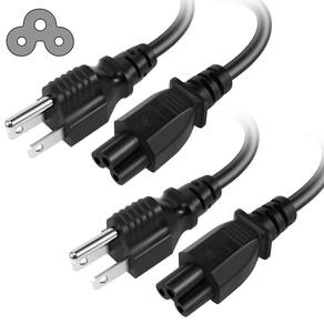 Cabo de alimentação Laptop AC de 3 pinos ajustável de 10 pés (pacote com 2) 125 V 10 A