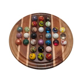 Jogo de tabuleiro Marble Solitaire Marble Board Games feito à mão 11"