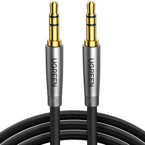 Cabo de áudio UGREEN 3,5 mm macho a macho estéreo 1 m trançado em nylon