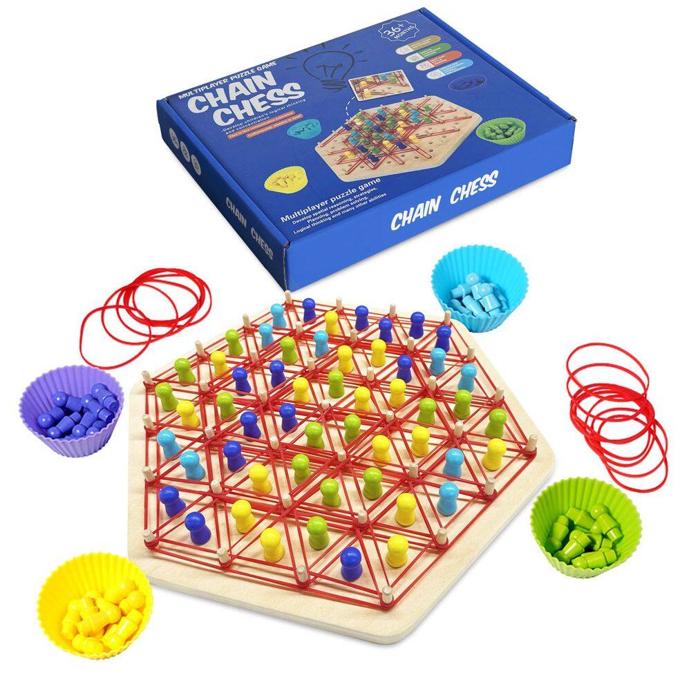 Jogo de xadrez triangular Googgoing Chain Wooden Rubber