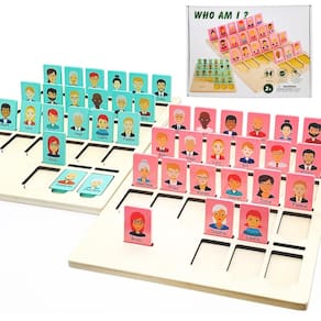 Tabuleiro de madeira Guess Game Who Am I Toy Guessing para crianças a partir de 3 anos