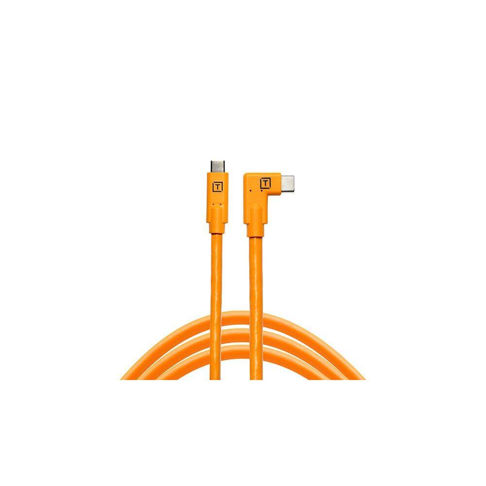 Cable Tether Tools TetherPro USB-C para USB-C em ângulo reto laranja