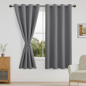 Cortinas Blackout DWCN Grey 133x160cm com gravatas e 2 painéis