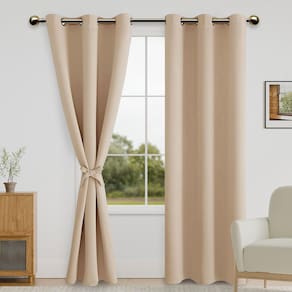 Cortinas Blackout DWCN Beige 107 x 213 cm com gravatas, conjunto de 2