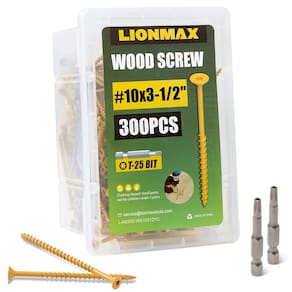 Parafusos de convés LIONMAX 8,9 cm Madeira #10 x 8,9 cm 300 unidades resistentes à ferrugem