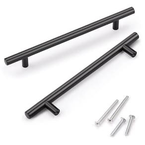 Maçanetas de porta de armário KNOBWELL Matte Black, pacote com 20, 160 mm