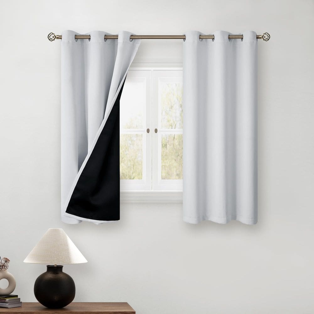 Cortinas Blackout BGment, branco acinzentado, 115x114cm, 2 painéis