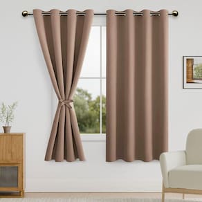 Cortinas Blackout DWCN Cappuccino 132x160cm com gravatas, conjunto de 2