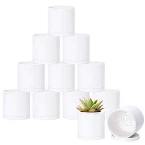 Plant Pots d`Vine Dev, pacote com 12, mini plástico, 9 cm com pires brancos