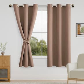 Cortinas Blackout DWCN Cappuccino 107 x 160 cm com gravatas, conjunto de 2