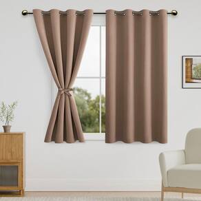 Cortinas Blackout DWCN Cappuccino 132x114cm com gravatas, conjunto de 2