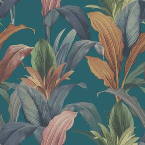 Papel de Parede Botany House Garden Azul e Bege 15515