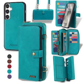 Capa tipo carteira QIXIU para Samsung Galaxy S24 Plus com alça azul