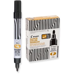 Marcadores permanentes PILOT Super Color Black Fine, pacote com 12