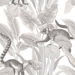 Papel de Parede Botany House Lêmure Cinza 15531
