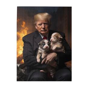 Quebra-cabeça Trump Holding Dog 500 peças para adultos e crianças