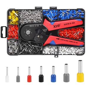 Kit de ferramentas de crimpagem de ponteira XHF 1700 PCS com crimpador hexagonal