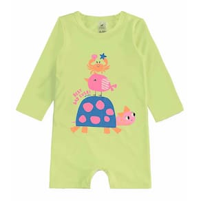 Macaquinho Praia Bebê e Infantil Proteção UV Tartaruga Verde Limão Up Baby