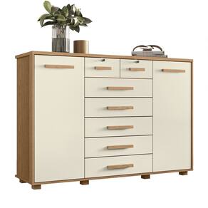 Cômoda Para Quarto 7 Gavetas 160cm Fontaine A02 Off/Freijó - Mpozenato
