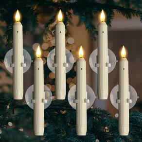 Velas de janela Homemory Ivory listradas com sensor, 6 unidades