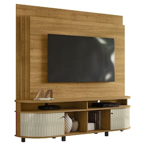 Estante Painel de TV 65 Pol 183cm Ramona Z10 Cumaru/Opala - Mpozenato