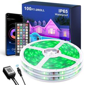 Lâmpadas LED impermeáveis para exteriores MuLivid de 100 pés com controle de aplicativos
