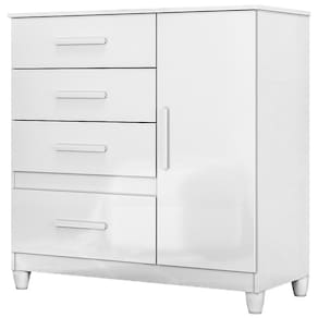 Cômoda Para Quarto 98cm Com 4 Gavetas Baco Flex Branco Z17 - Mpozenato