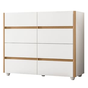 Cômoda Para Quarto 8 Gavetas 120cm Lynd A02 Branco/Freijó - Mpozenato