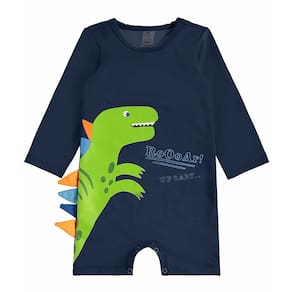 Macaquinho Praia Bebê e Infantil Proteção UV Dinossauro Azul Escuro Up Baby