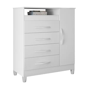 Cômoda Para Quarto 1 Porta 84cm Franci Flex A02 Branco - Mpozenato