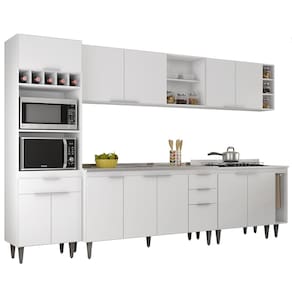 Armário de Cozinha CP07 Com Pia 150cm Pérola Z34 Branco - Mpozenato