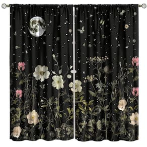 Cortinas de janela GoDazzling Moon Floral Blackout 42x45