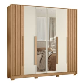 Guarda Roupa Casal 237cm com Espelho Vinna A02 Off/Freijó - Mpozenato